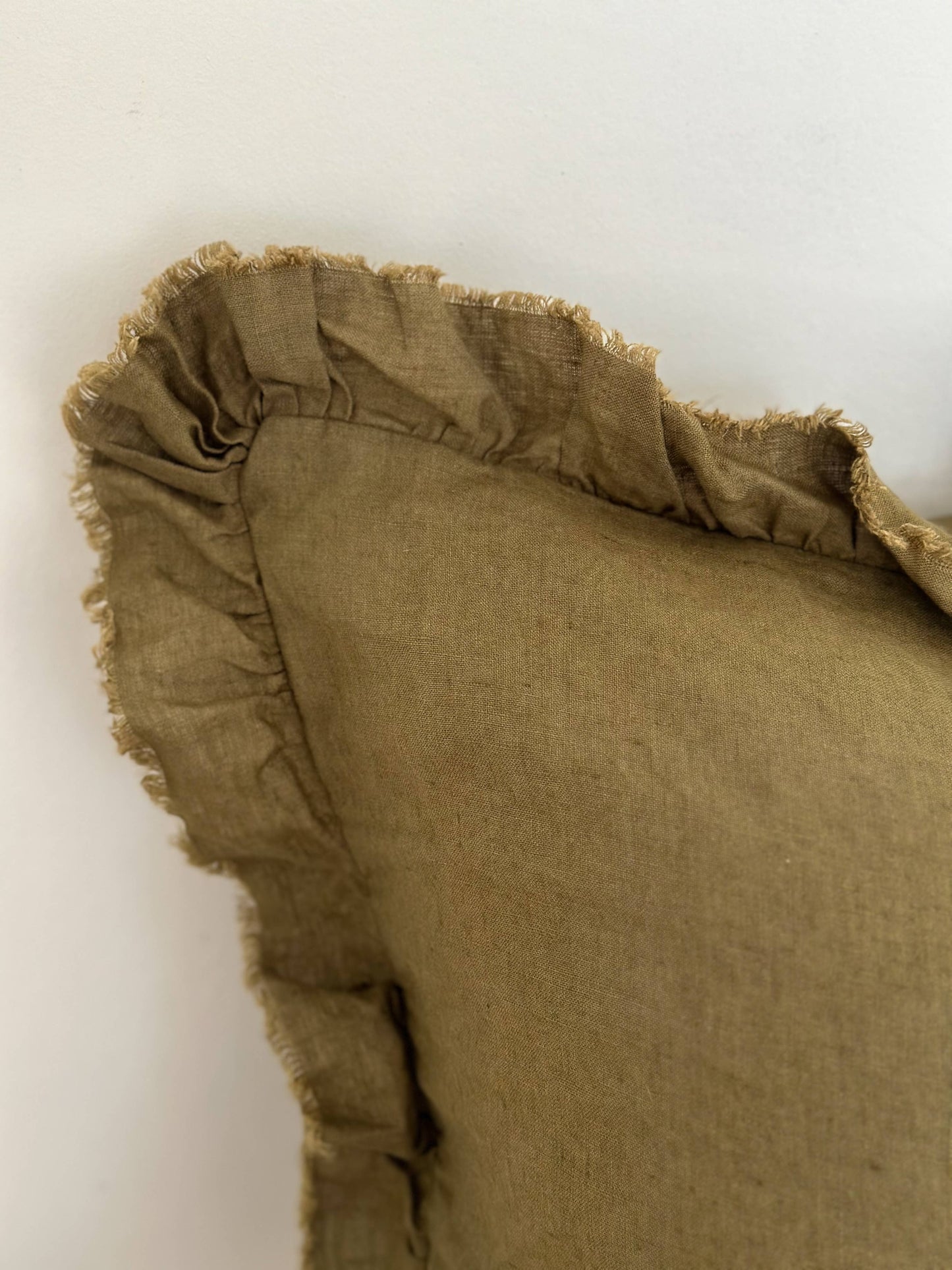 Hallie Ruffle Cushion – Olive (45x45cm)
