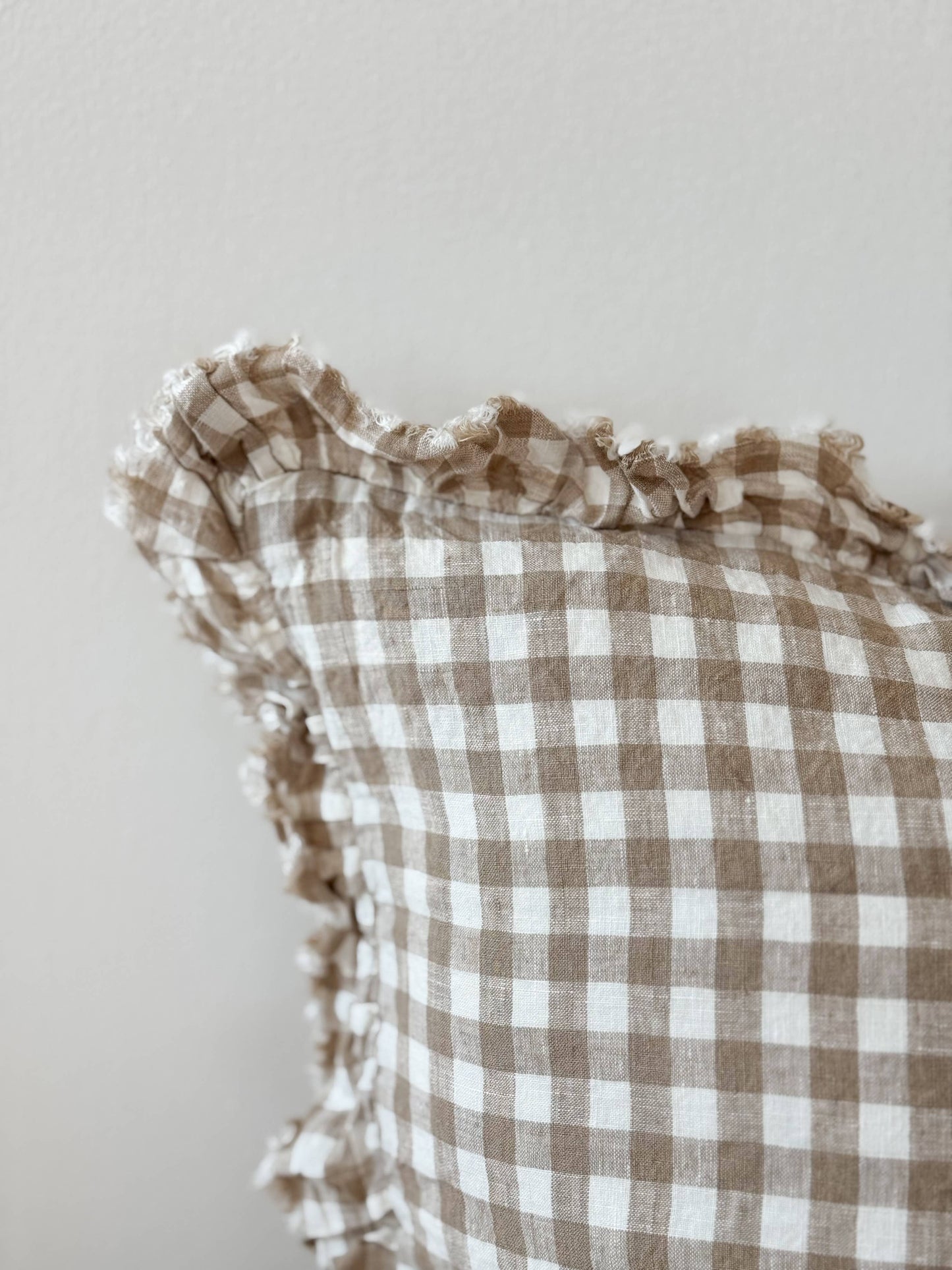 Hallie Gingham Cushion - Light Brown (45x45cm)