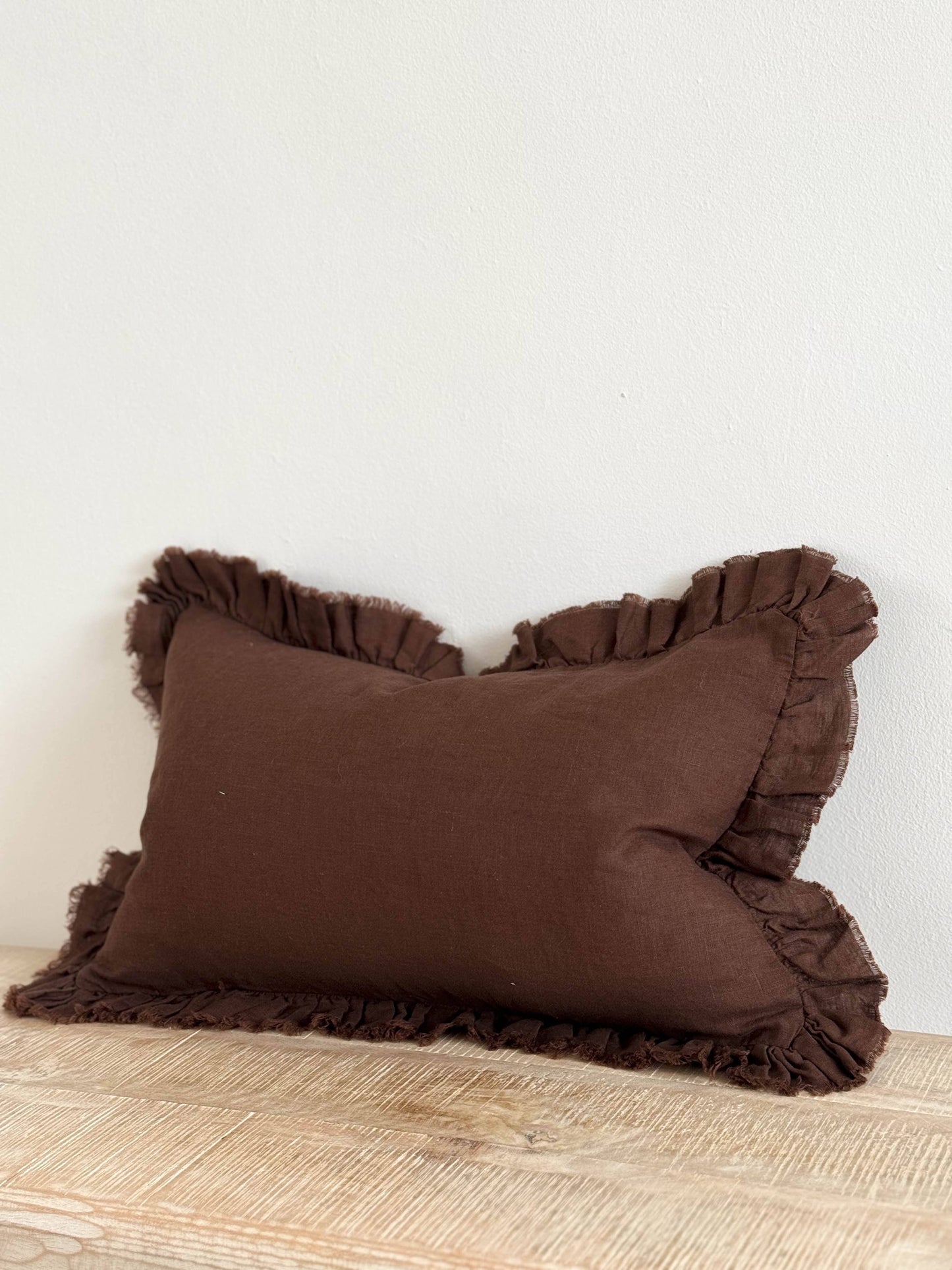 Hallie Ruffle Cushion - Dark Brown (50cm x 30cm)