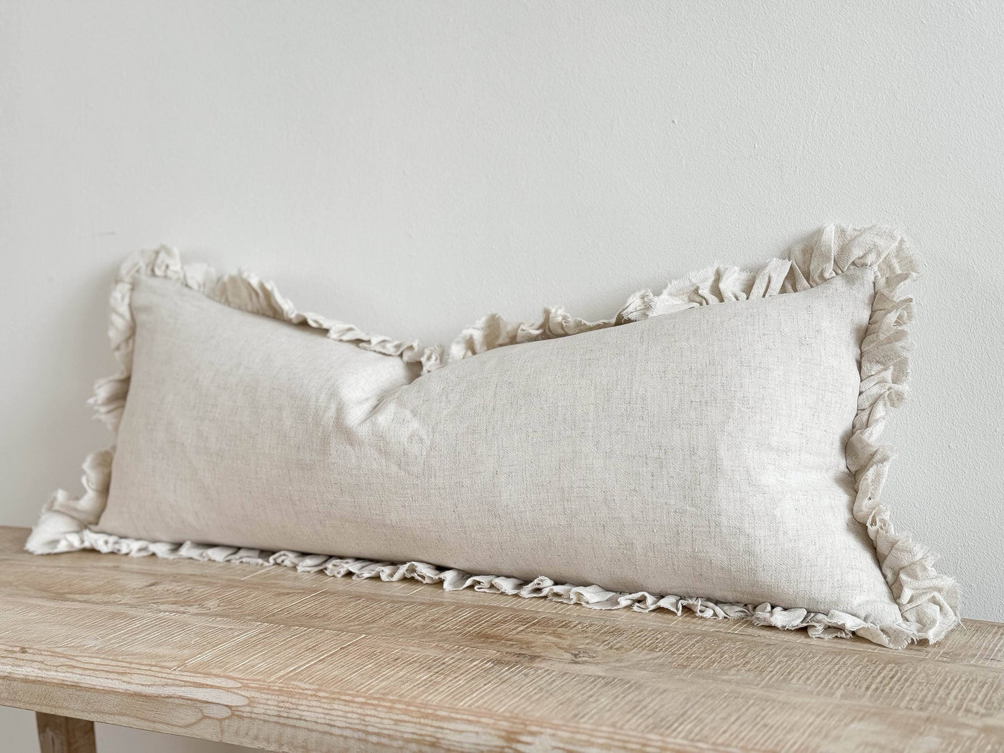 Grace Ruffle Bolster Cushion - Sand (80x30cm)