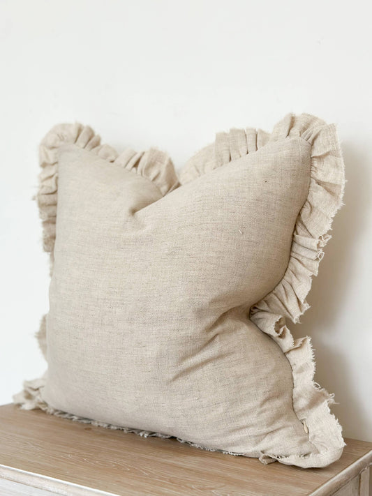 Grace Ruffle Cushion - Sand (53x53cm)