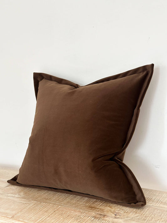 Emma Velvet Cushion – Dark Brown (45x45cm)