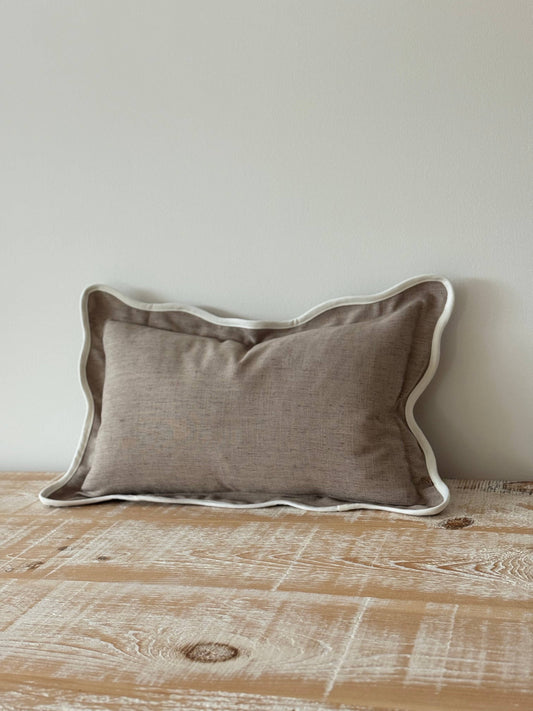 Chloe Scalloped Cushion - Greige (50x30cm)