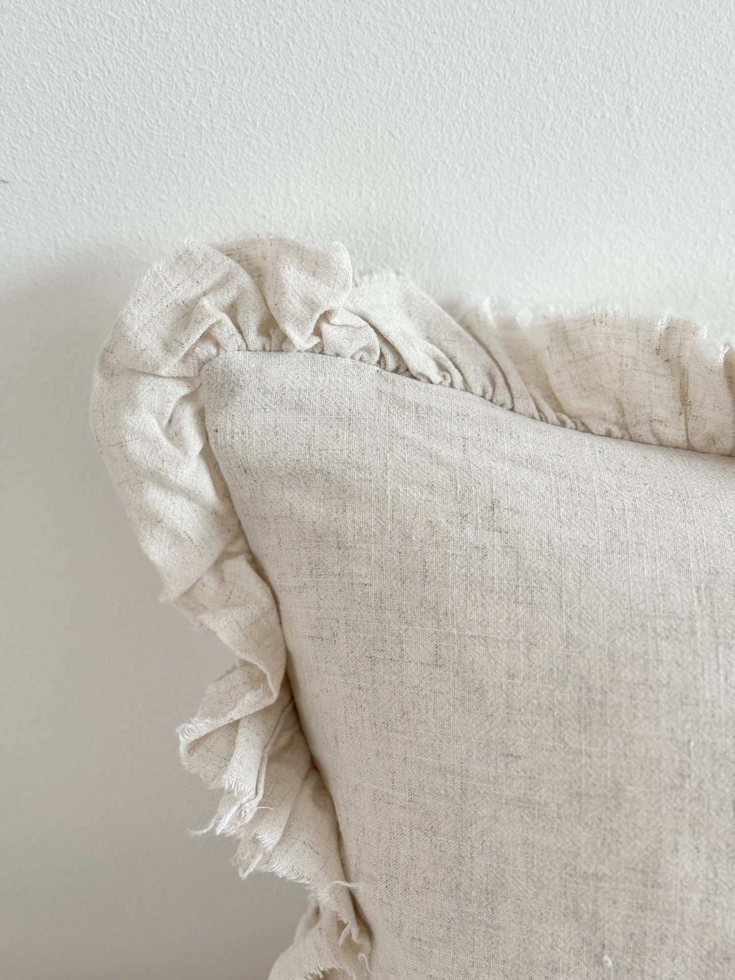 Grace Ruffle Bolster Cushion - Sand (80x30cm)