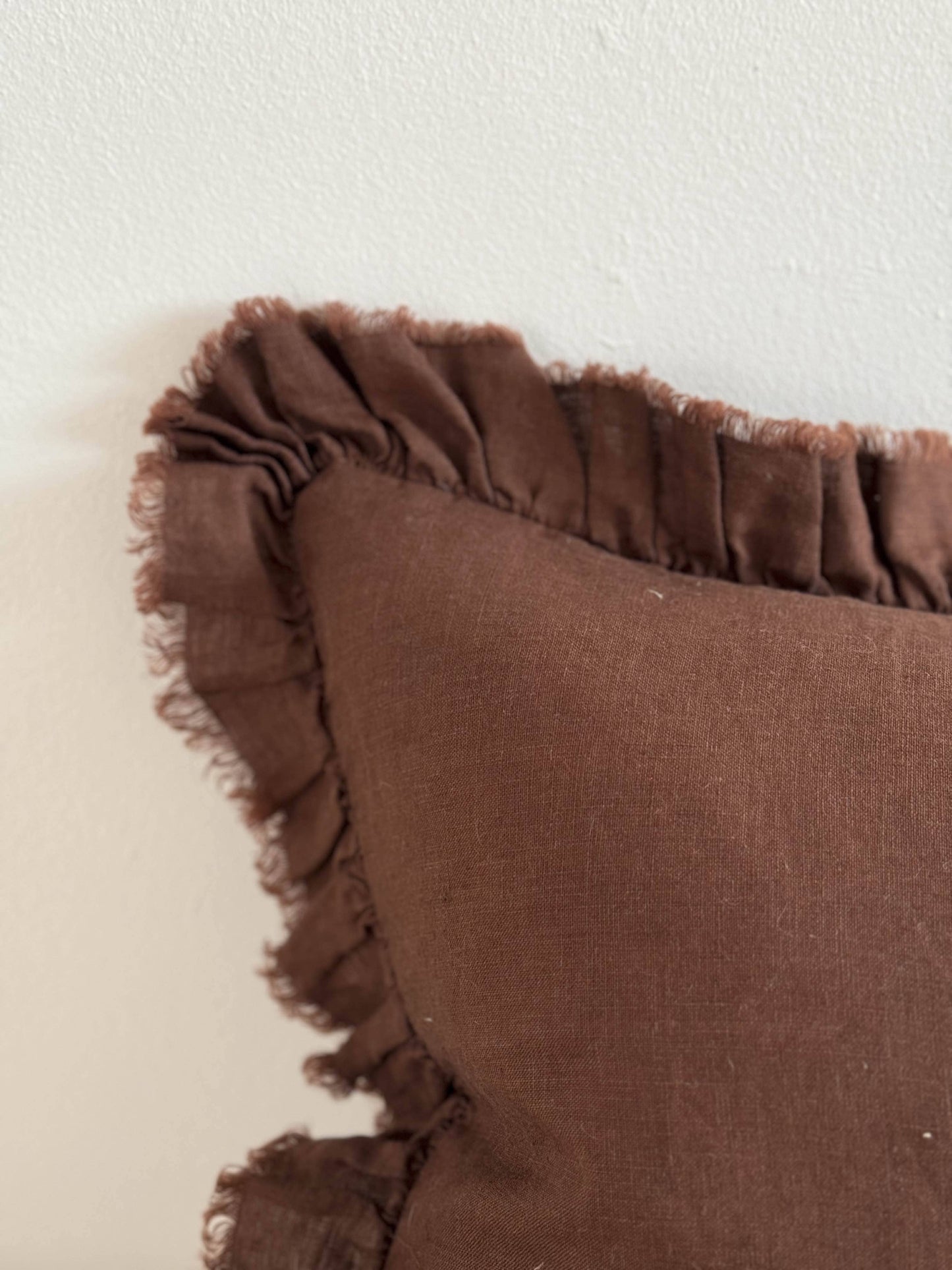 Hallie Ruffle Cushion - Dark Brown (50cm x 30cm)