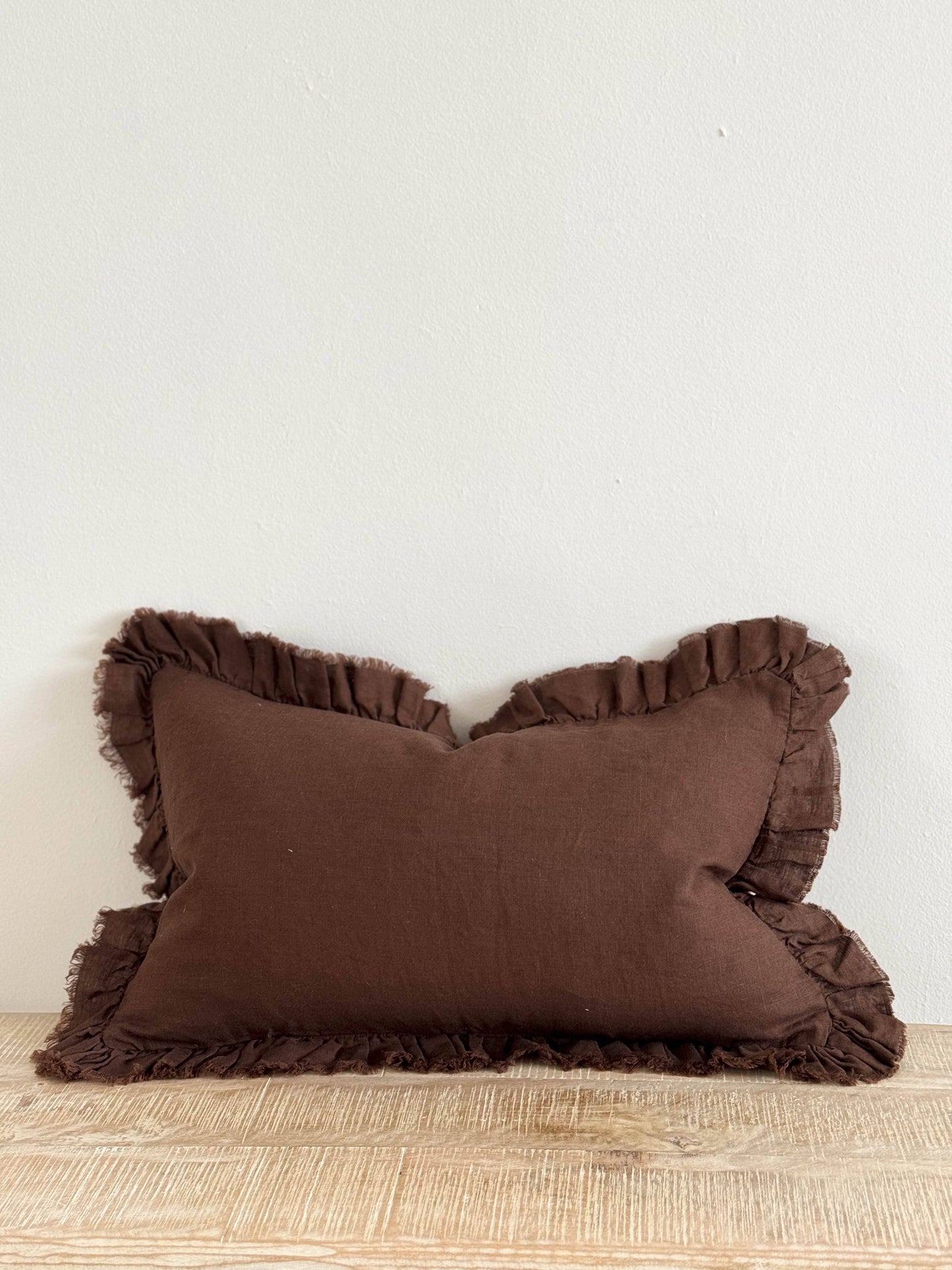 Hallie Ruffle Cushion - Dark Brown (50cm x 30cm)