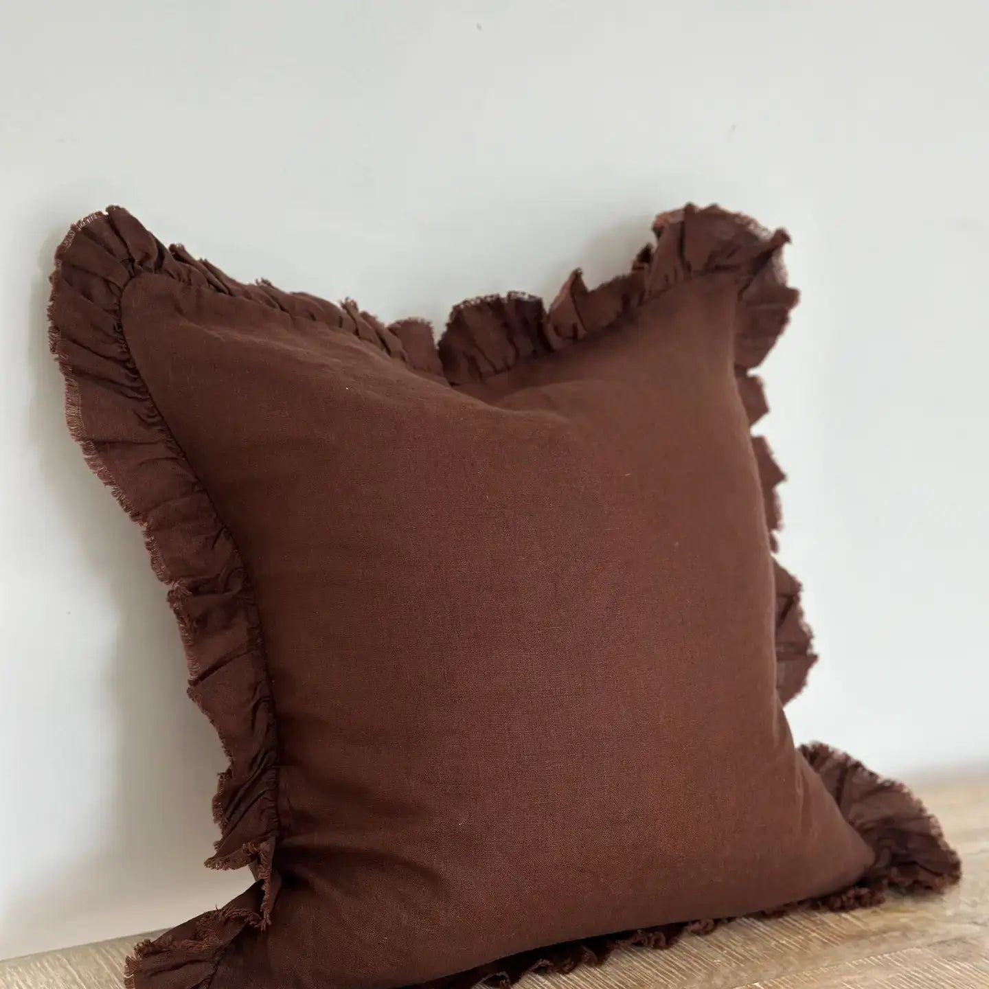 Hallie Ruffle Cushion - Dark Brown (65x65cm)