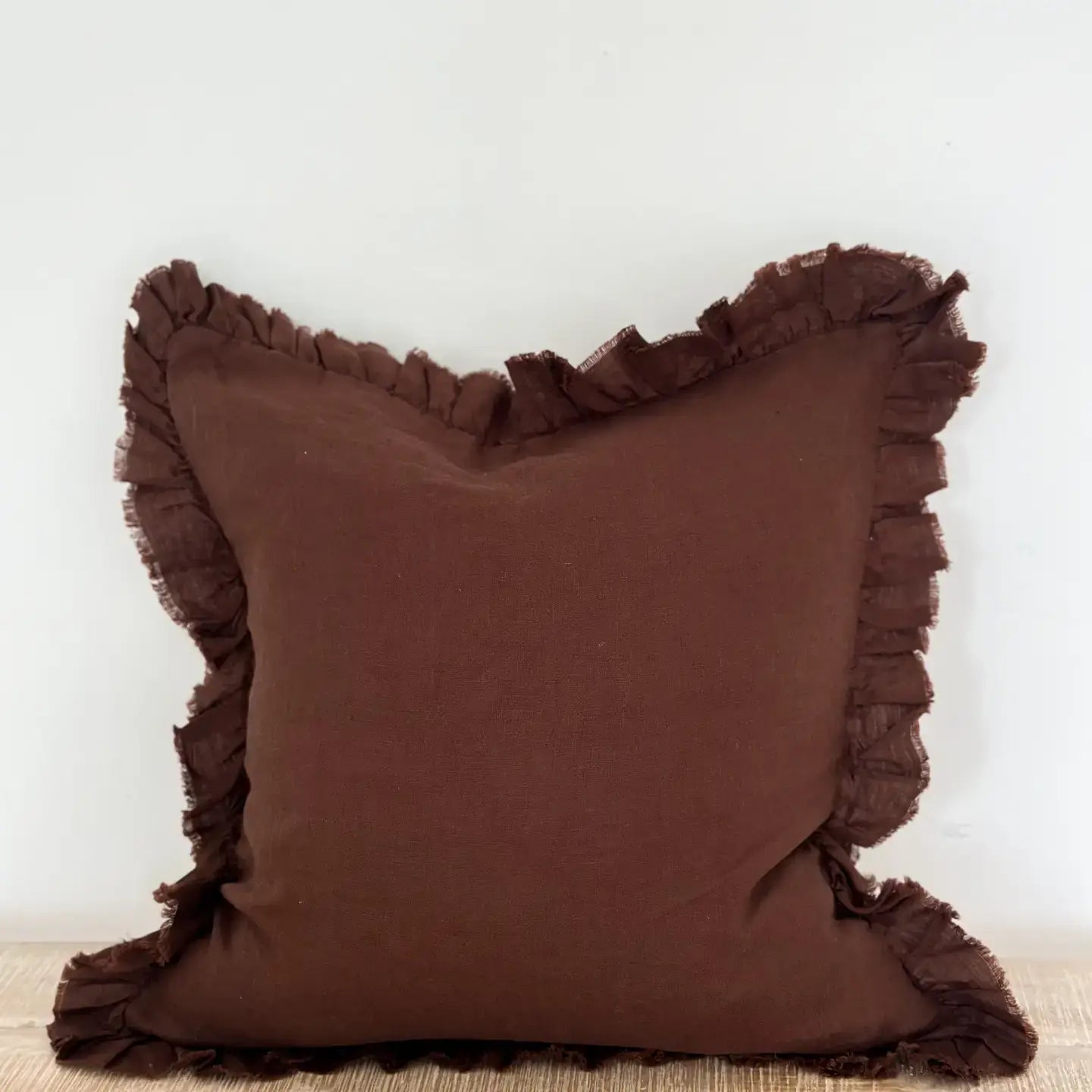 Hallie Ruffle Cushion - Dark Brown (65x65cm)