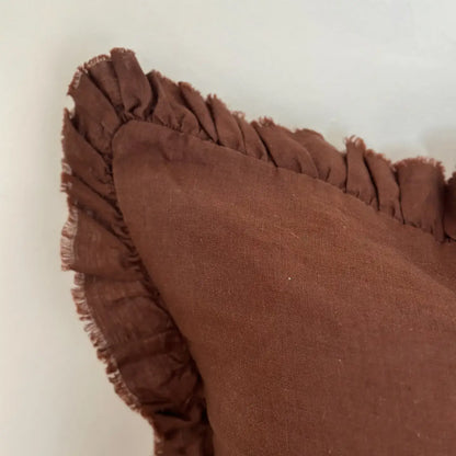 Hallie Ruffle Cushion - Dark Brown (65x65cm)
