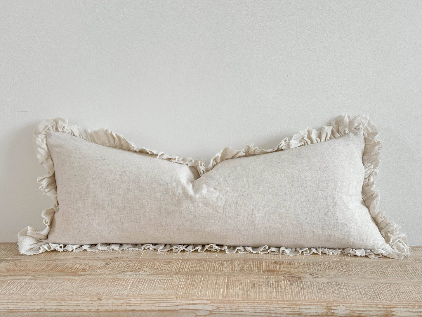Grace Ruffle Bolster Cushion - Sand (80x30cm)