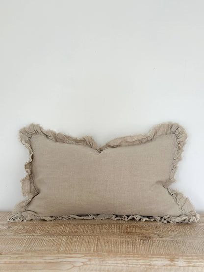 Hallie Ruffle Cushion – Natural (50x30cm)